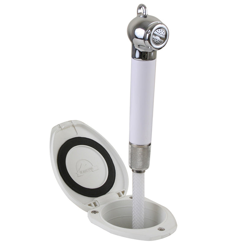 Scandvik Recessed Shower w/6 White Hose - Push-Button [12106P]-Angler's World