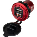 Sea-Dog Round Red Dual USB Charger w/1 Quick Charge Port + [426504-1]-Angler's World