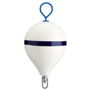 Polyform 17" CM Mooring Buoy w/Galvanized Iron - White Blue Stripe [CM-3 WHITE W/STRIP]
