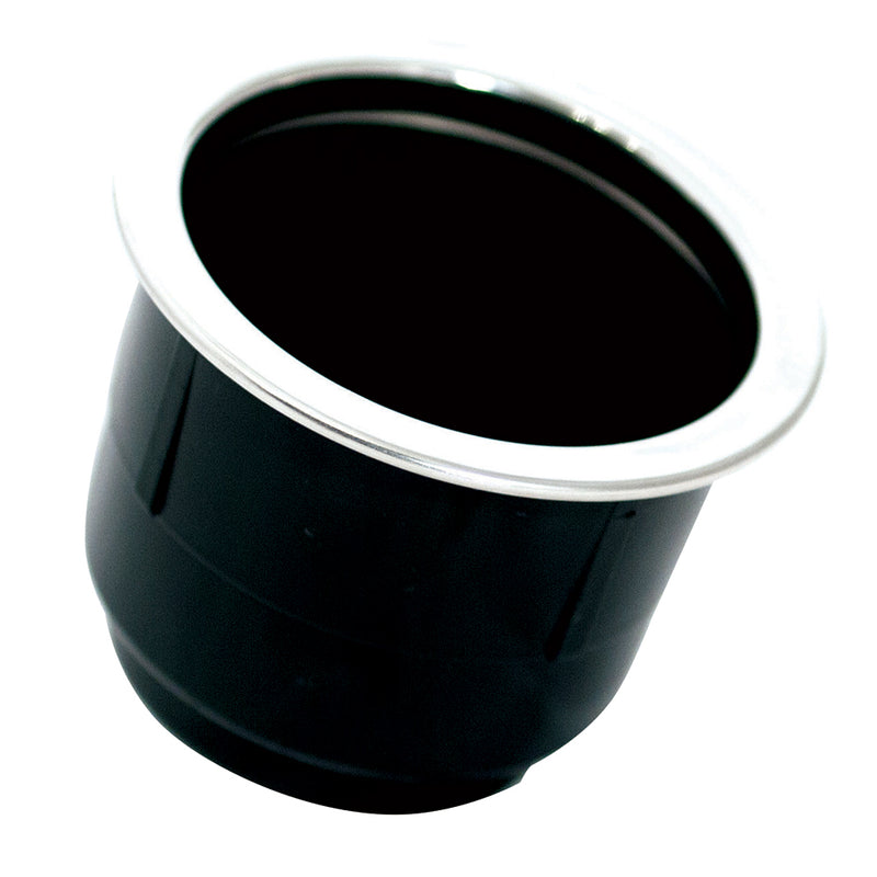 Tigress Black Plastic Cup Holder Insert w/SS Ring On Top [PCHE-BP]-Angler's World