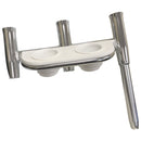 Tigress Offset Triple Rod Holder w/Cup Holders - Port Side - Polished Aluminum [88148]-Angler's World