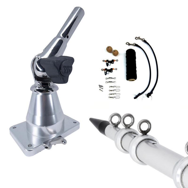 Tigress XD Bay Series Top Mount System - 15 - Aluminum Silver Outriggers Deluxe Rigging Kit [88823-2]-Angler's World