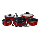 Magma Nestable 10 Piece Induction Non-Stick Enamel Finish Cookware Set - Magma Red [A10-366-MR-2-IN]-Angler's World