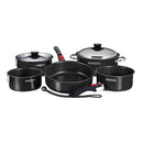 Magma Nestable 10 Piece Induction Non-Stick Enamel Finish Cookware Set - Jet Black [A10-366-JB-2-IN]-Angler's World