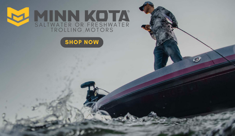 Minn Kota trolling motor with remote control on fishing boat