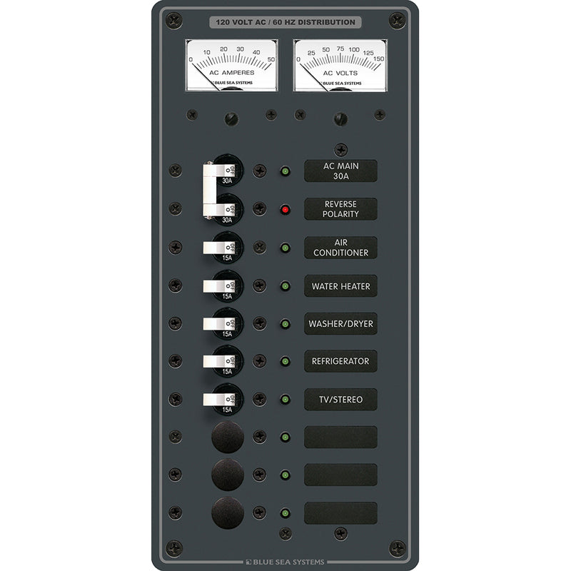 Blue Sea 8074 AC Main +8 Positions Toggle Circuit Breaker Panel - White Switches [8074]-Angler's World