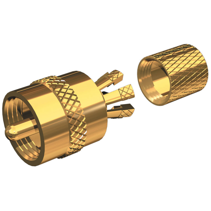 Shakespeare PL-259-CP-G - Solderless PL-259 Connector for RG-8X or RG-58/AU Coax - Gold Plated [PL-259-CP-G]-Angler's World