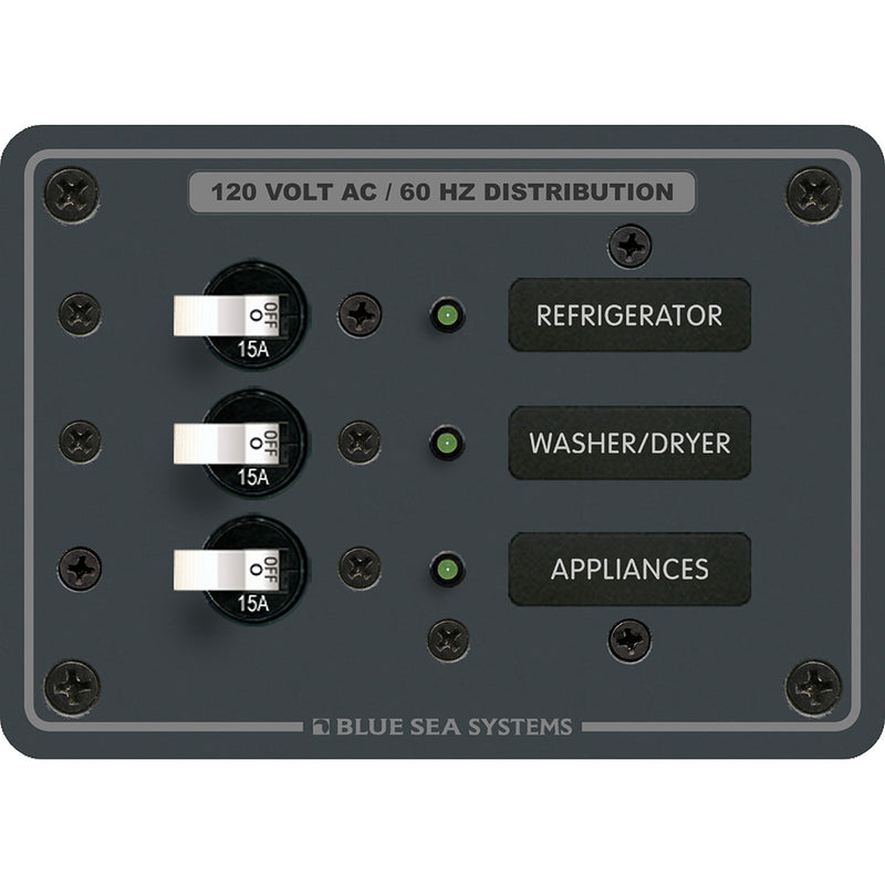 Blue Sea 8058 AC 3 Position Toggle Circuit Breaker Panel - White Switches [8058]-Angler's World