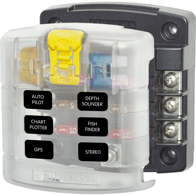 Blue Sea 5028 ST Blade Fuse Block w/ Cover - 6 Circuit without Negative Bus [5028]-Angler's World