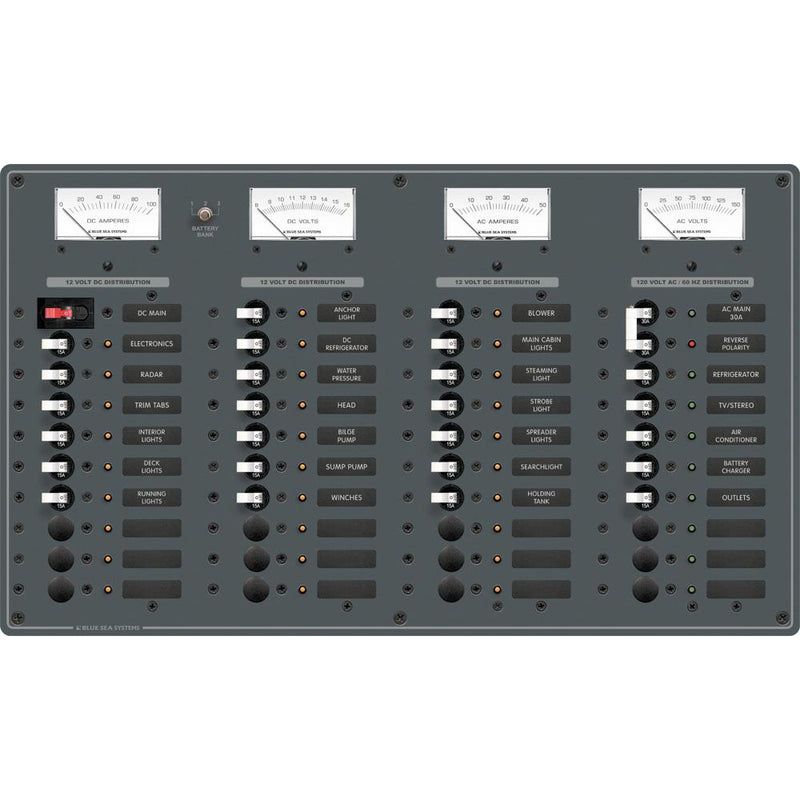 Blue Sea 8095 AC Main +8 Positions / DC Main +29 Positions Toggle Circuit Breaker Panel (White Switches) [8095]-Angler's World