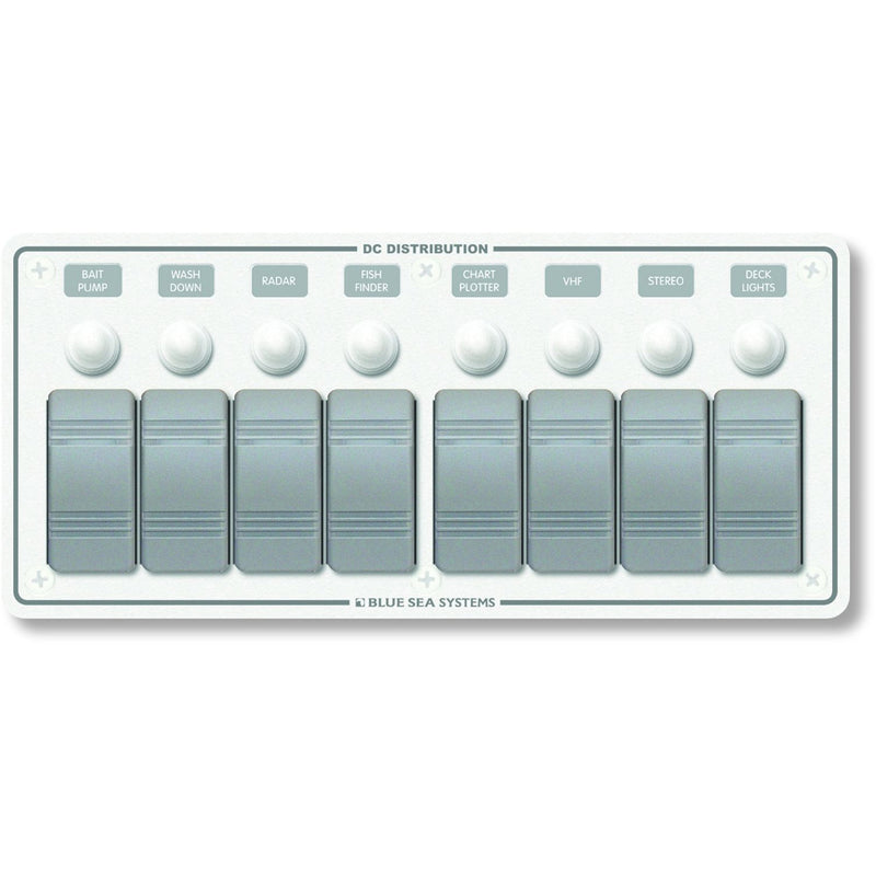 Blue Sea 8271 Water Resistant Panel - 8 Position - White - Horizontal Mount [8271]-Angler's World