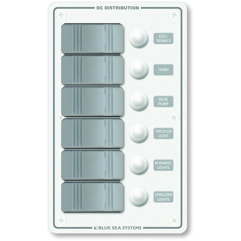 Blue Sea 8273 Water Resistant Panel - 6 Position - White - Vertical [8273]-Angler's World