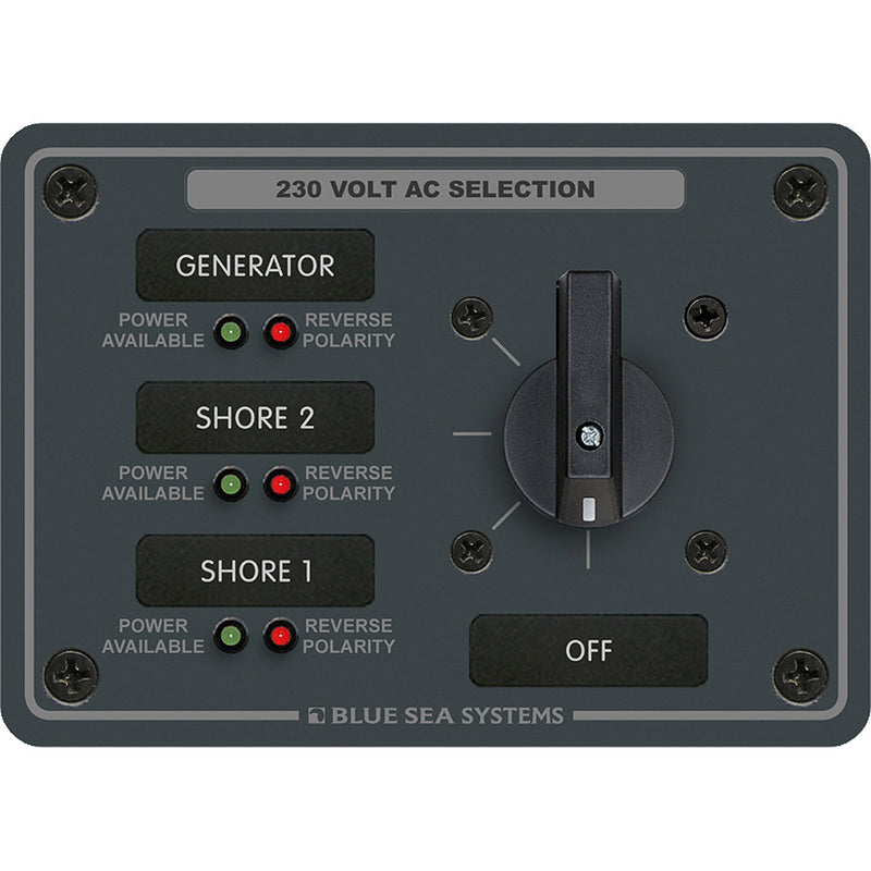 Blue Sea 8358 AC Rotary Switch Panel 30 Ampere 3 Positions + OFF, 2 Pole [8358]-Angler's World
