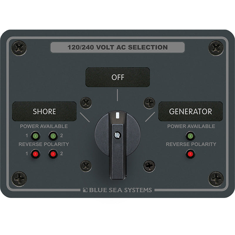 Blue Sea 8386 AC Rotary Switch Panel 30 Ampere 2 Positon + OFF, 4 Pole [8386]-Angler's World