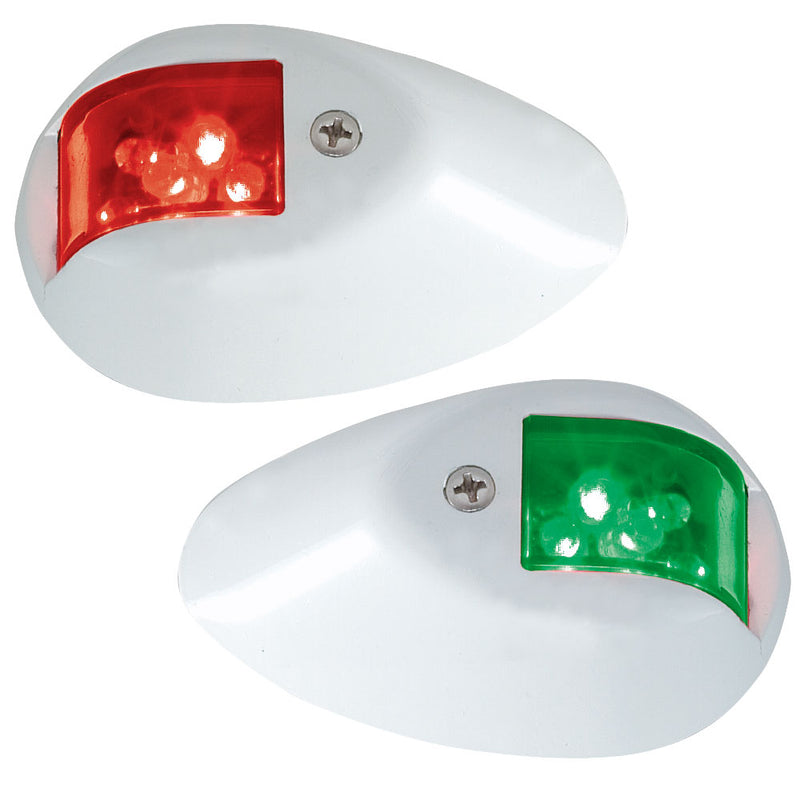 Perko LED Side Lights - Red/Green - 12V - White Epoxy Coated Housing [0602DP1WHT]-Angler's World