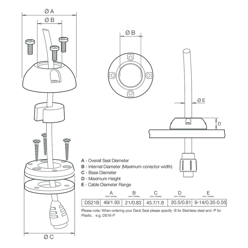 Scanstrut DS21B-P Vertical Cable Seal [DS21B-P]-Angler's World