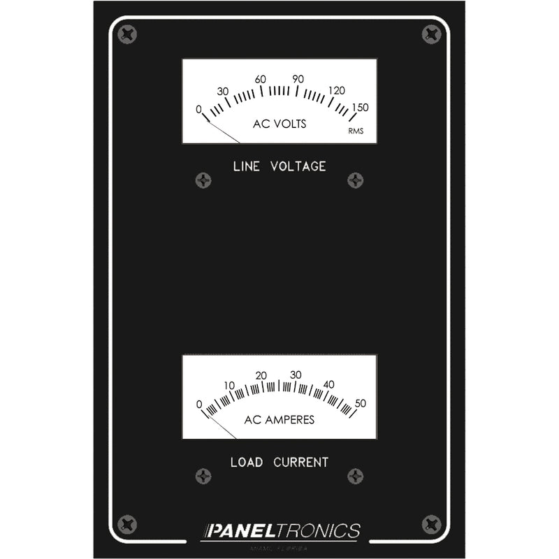 Paneltronics Standard Panel AC Meter - 0-150 AC Voltmeter & 0-50Amp Ammeter [9982304B]-Angler's World