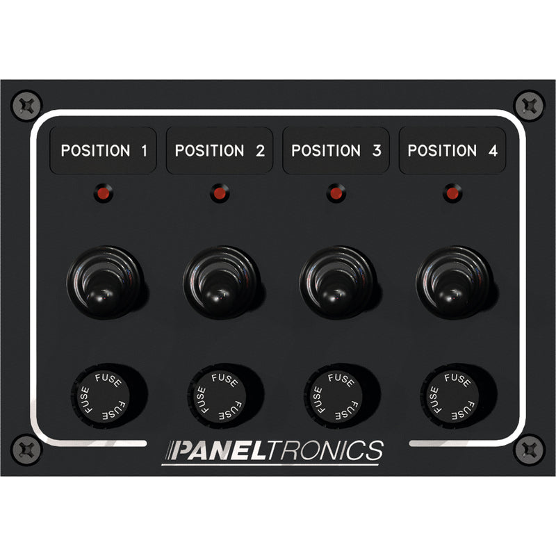 Paneltronics Waterproof Panel - DC 4-Position Toggle Switch & Fuse w/LEDs [9960008B]-Angler's World