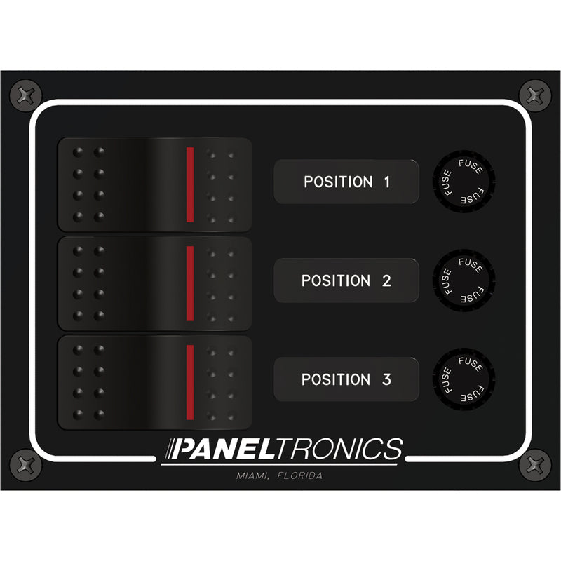 Paneltronics Waterproof Panel - DC 3-Position Illuminated Rocker Switch & Fuse [9960014B]-Angler's World