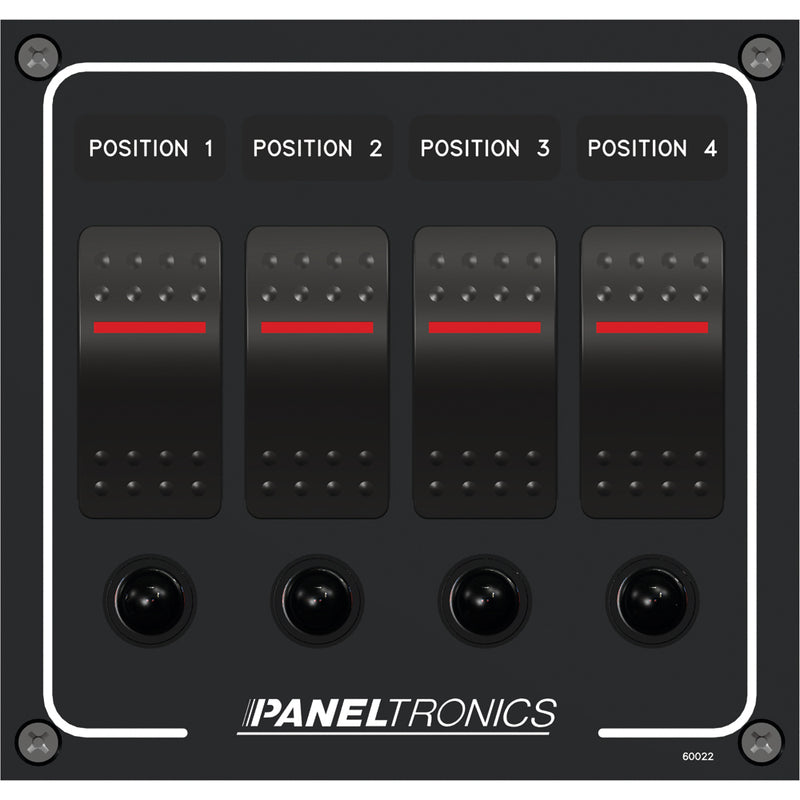 Paneltronics Waterproof Panel - DC 4-Position Illuminated Rocker Switch & Circuit Breaker [9960022B]-Angler's World