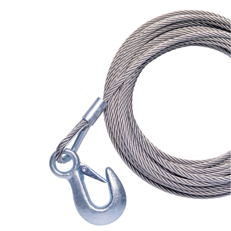 Powerwinch 20' x 7/32" Replacement Galvanized Cable w/Hook f/215, 315 & T1650 [P7188500AJ]-Angler's World