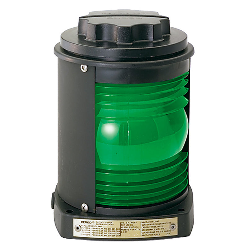 Perko Side Light - Black Plastic, Green Lens [1127GA0BLK]-Angler's World
