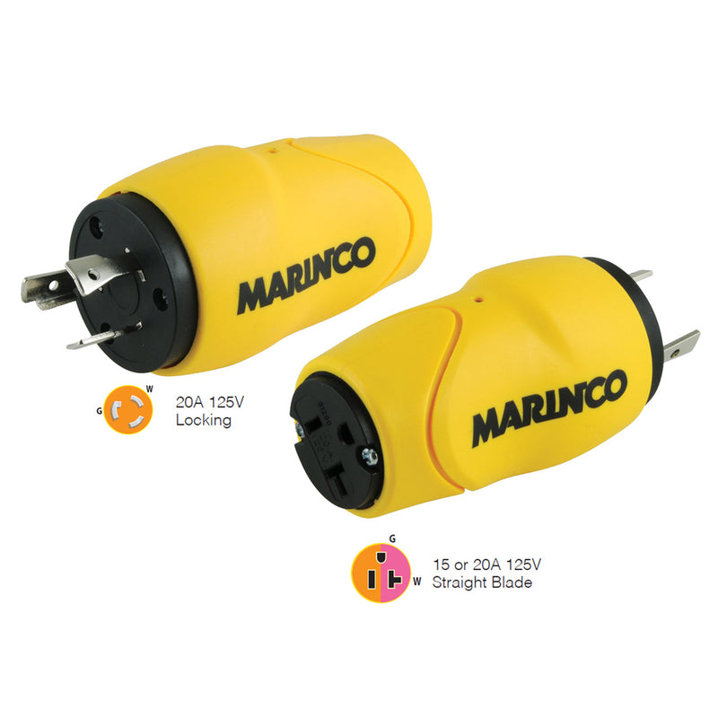 Marinco Straight Adapter 20Amp Locking Male Plug to 15Amp Straight Female Adapter [S20-15]-Angler's World