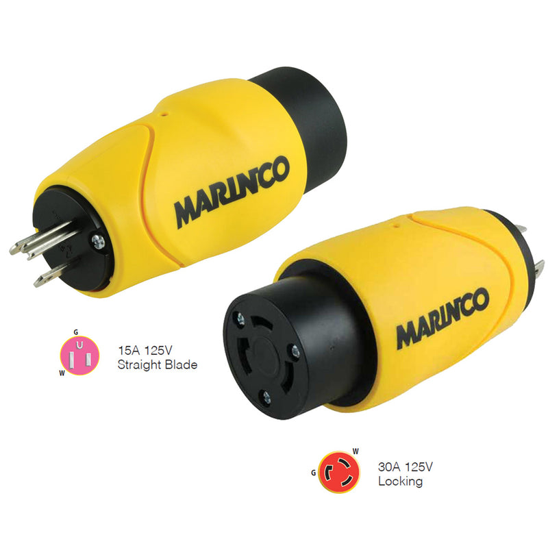 Marinco Straight Adapter 15Amp Straight Male to 30Amp Locking Female Connector [S15-30]-Angler's World