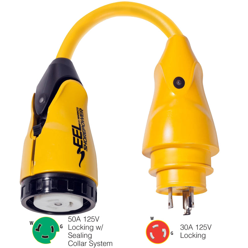 Marinco P30-503 EEL 50A-125V Female to 30A-125V Male Pigtail Adapter - Yellow [P30-503]-Angler's World