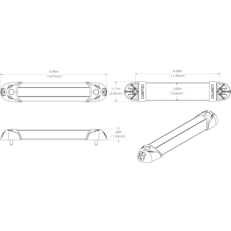 Lumitec MiniRail2 6" Light - Warm White Non-Dimming [101241]-Angler's World