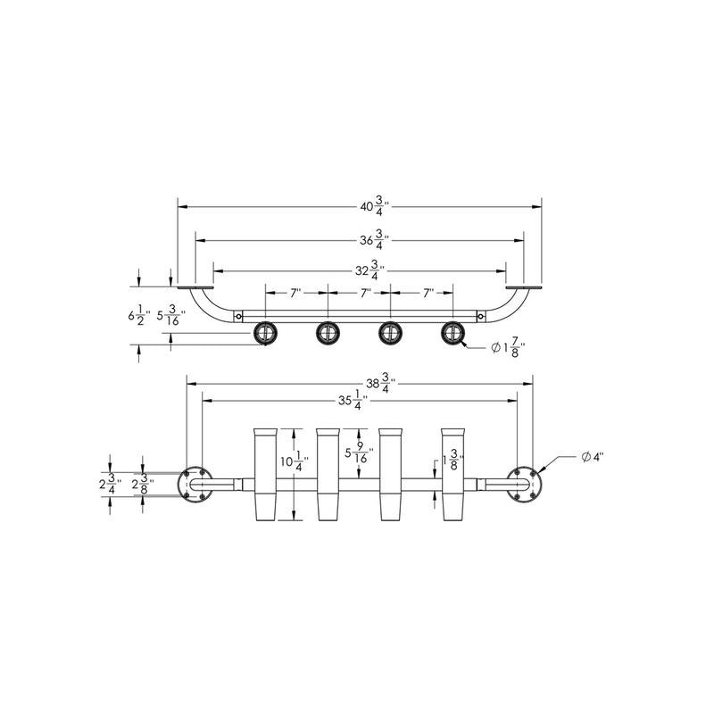 TACO 4-Rod Transom Mount Rod Rack [F31-3504BSA-1]-Angler's World