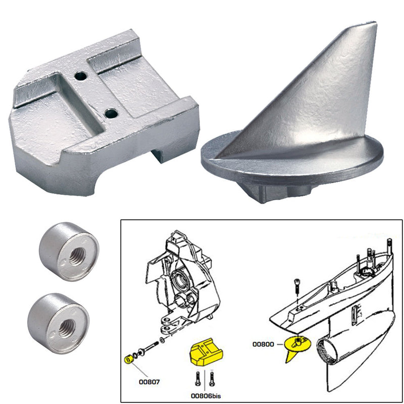 Tecnoseal Anode Kit w/Hardware - Mercury Alpha 1 Gen 1 - Aluminum [20800AL]-Angler's World