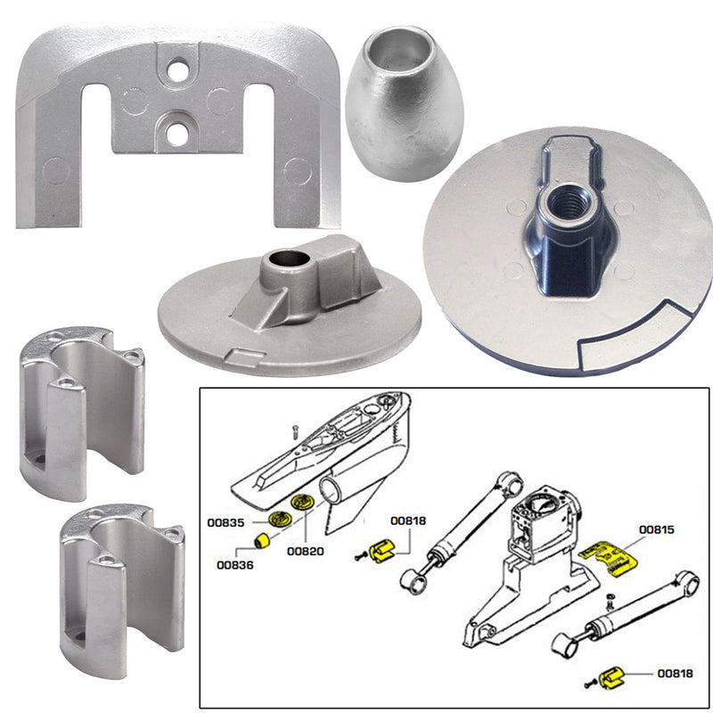 Tecnoseal Anode Kit w/Hardware - Mercury Bravo 3 2004-Present - Aluminum [20805AL]-Angler's World