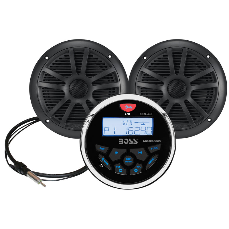 Boss Audio MCKGB350W.6 Marine Stereo 6.5" Speaker Kit - Black [MCKGB350B.6]-Angler's World