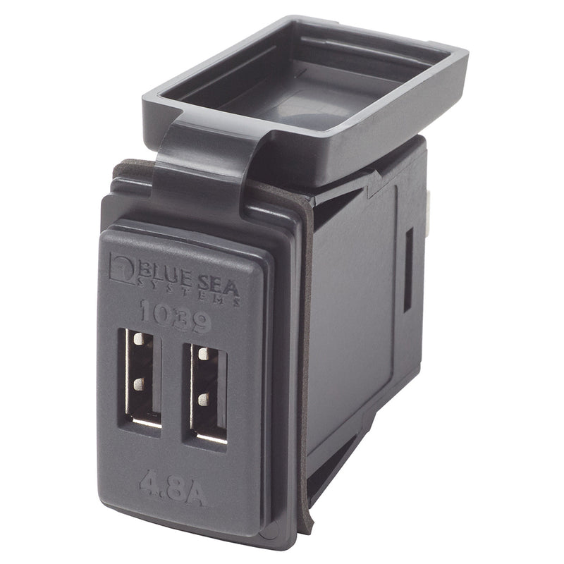 Blue Sea Dual USB Charger - 24V Contura Mount [1039]-Angler's World