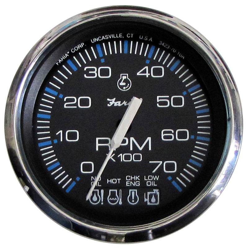 Faria Chesapeake Black SS 4" Tachometer w/Systemcheck Indicator - 7000 RPM (Gas) f/ Johnson / Evinrude Outboard) [33750]-Angler's World
