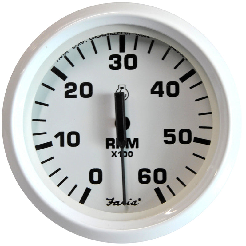Faria Dress White 4" Tachometer - 6000 RPM (Gas) (Inboard I/O) [33103]-Angler's World