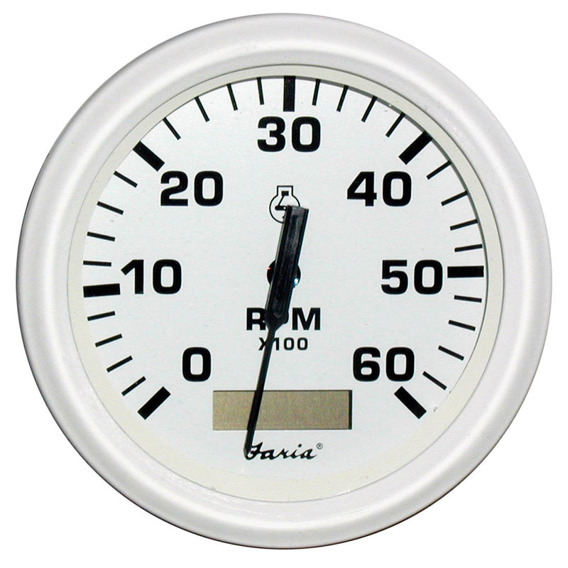 Faria Dress White 4" Tachometer w/Hourmeter - 6000 RPM (Gas) (Inboard) [33132]-Angler's World