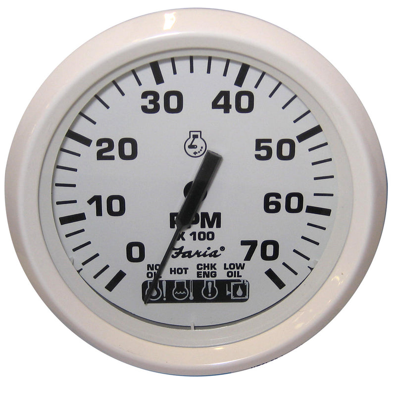 Faria Dress White 4" Tachometer w/Systemcheck Indicator - 7000 RPM (Gas) (Johnson / Evinrude Outboard) [33150]-Angler's World
