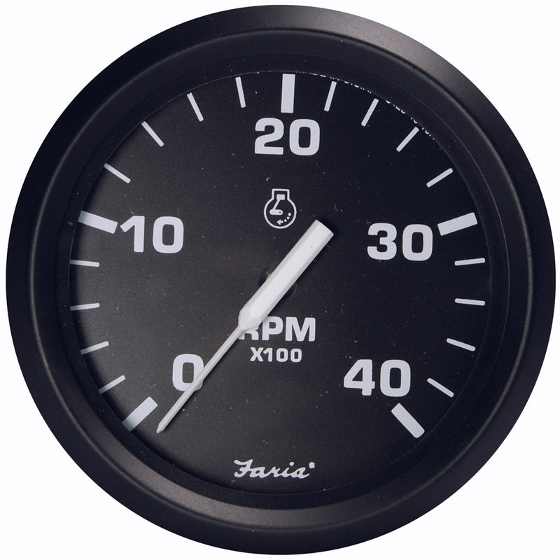 Faria Euro Black 4" Tachometer - 4000 RPM (Diesel - Magnetic Pick-Up) [32803]-Angler's World