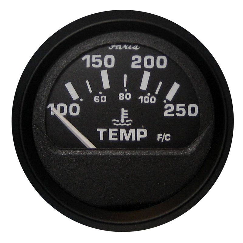 Faria Euro Black 2" Water Temperature Gauge (100-250 DegreeF) [12812]-Angler's World