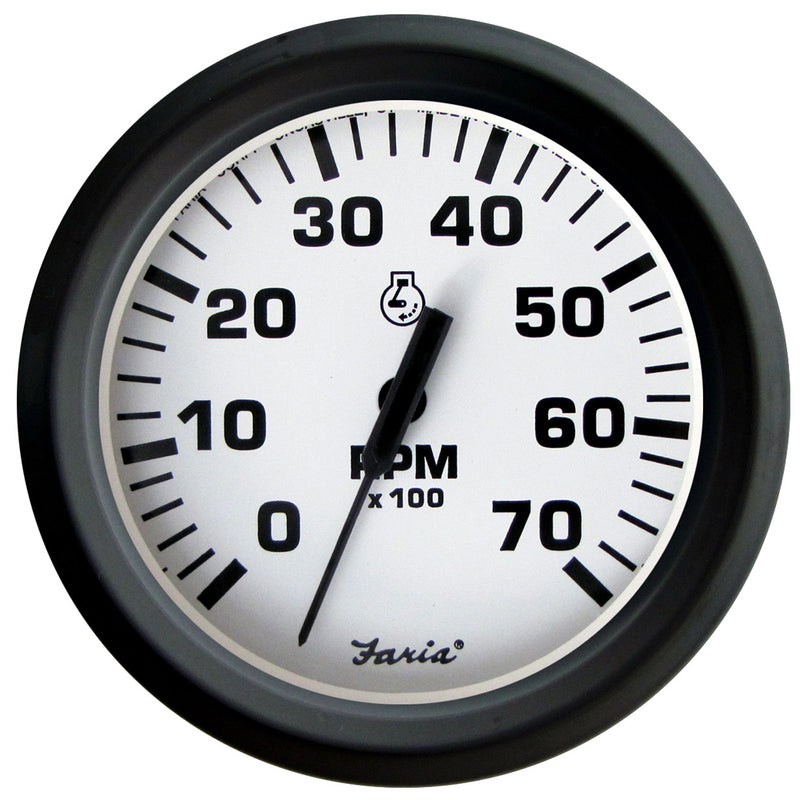 Faria Euro White 4" Tachometer 7000 RPM (Gas) (Outboards) [32905]-Angler's World
