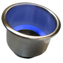 Whitecap Flush Mount Cup Holder w/Blue LED Light - Stainless Steel [S-3511BC]-Angler's World
