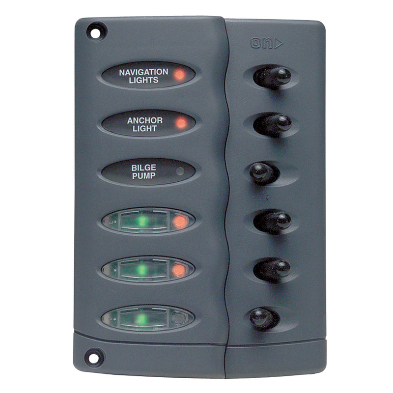 Marinco Contour Switch Panel - Waterproof 6 Way w/Fuse Holder [CSP6-F]-Angler's World