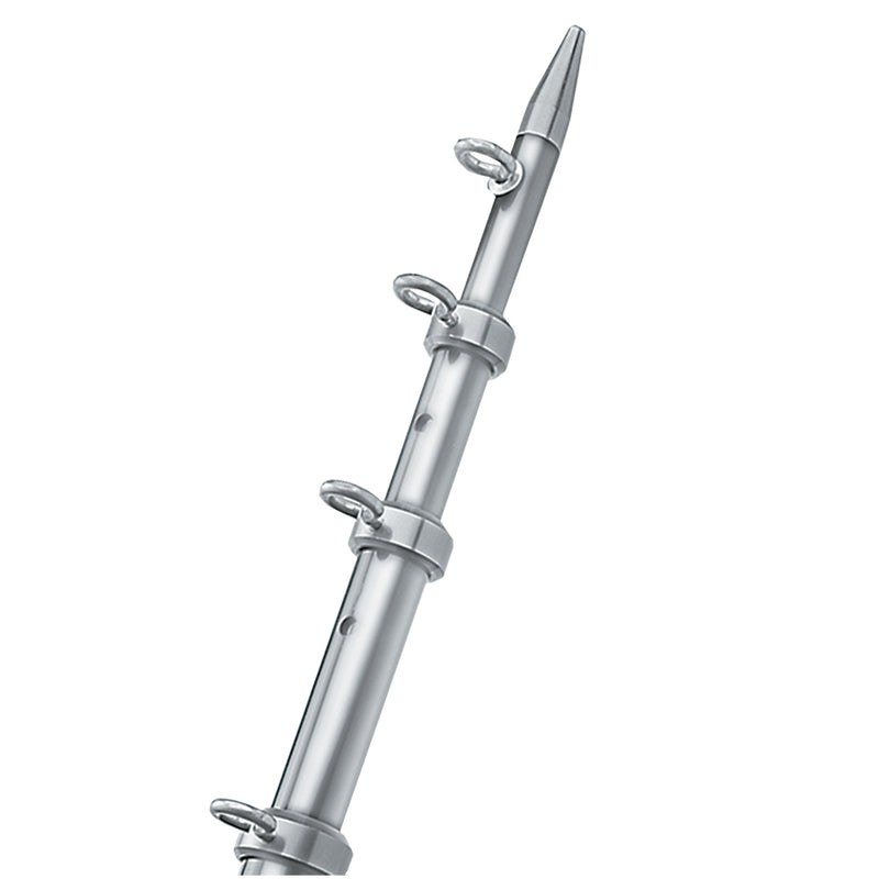 TACO 8' Center Rigger Pole - Silver w/Silver Rings & Tip - 1-1/8" Butt End Diameter [OC-0422VEL8]-Angler's World