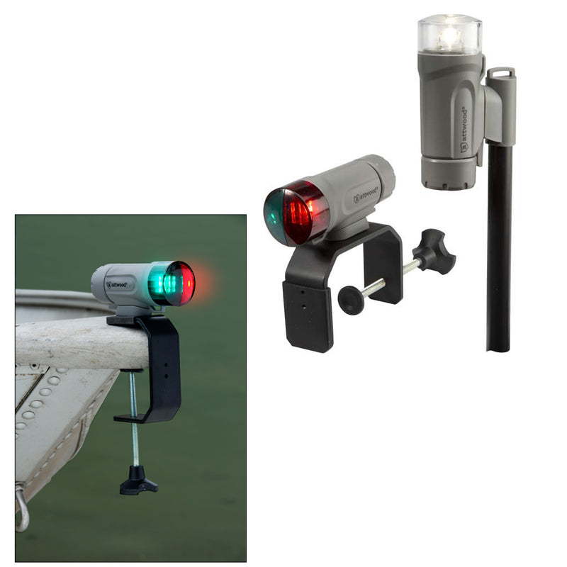 Attwood PaddleSport Portable Navigation Light Kit - C-Clamp, Screw Down or Adhesive Pad - Gray [14194-7]-Angler's World