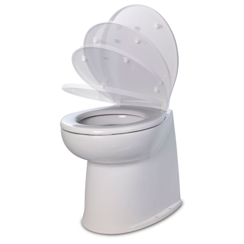 Jabsco 17" Deluxe Flush Fresh Water Electric Toilet w/Soft Close Lid - 24V [58040-3024]-Angler's World