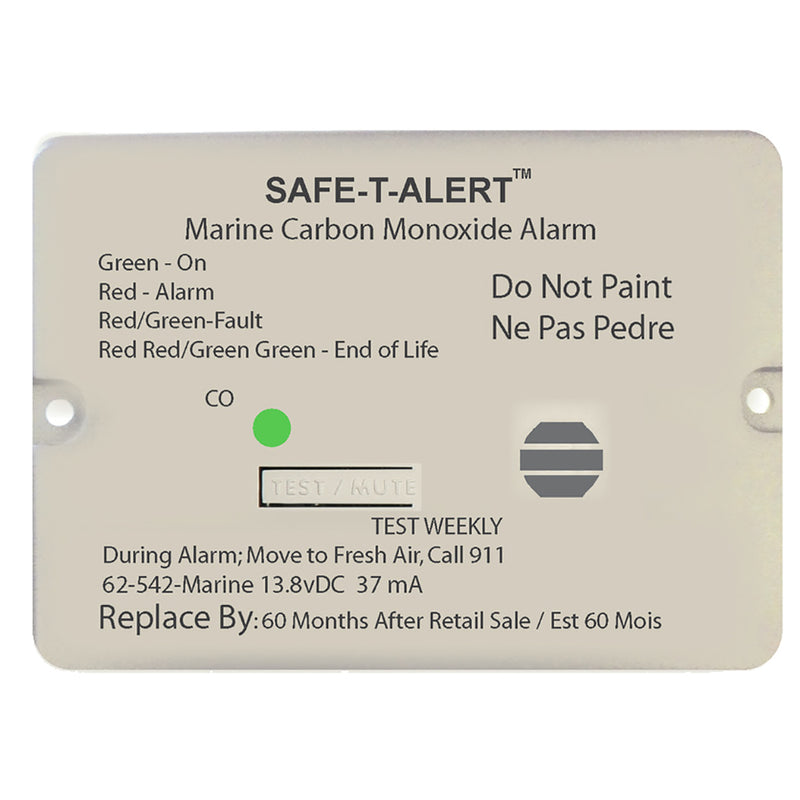 Safe-T-Alert 62 Series Carbon Monoxide Alarm w/Relay - 12V - 62-542-Marine-RLY-NC - Flush Mount - White [62-542-MARINE-RLY-NC]-Angler's World