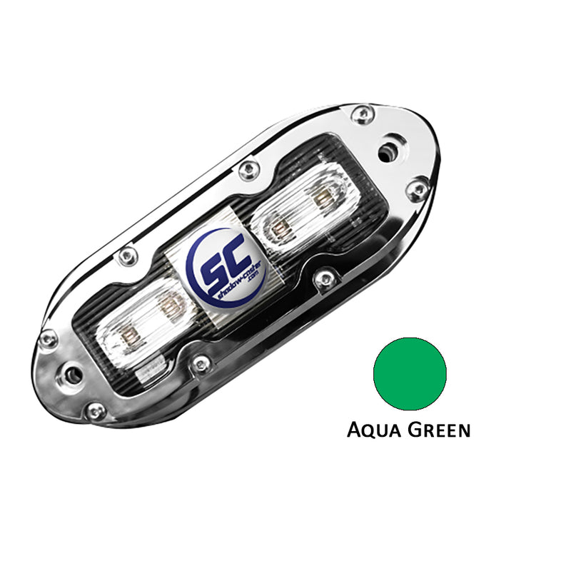 Shadow-Caster SCM-4 LED Underwater Light w/20' Cable - 316 SS Housing - Aqua Green [SCM-4-AG-20]-Angler's World