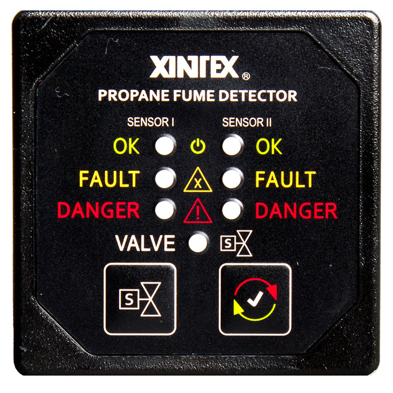 Fireboy-Xintex Propane Fume Detector Alarm w/2 Plastic Sensors Solenoid Valve - Square Black Bezel Display [P-2BS-R]-Angler's World